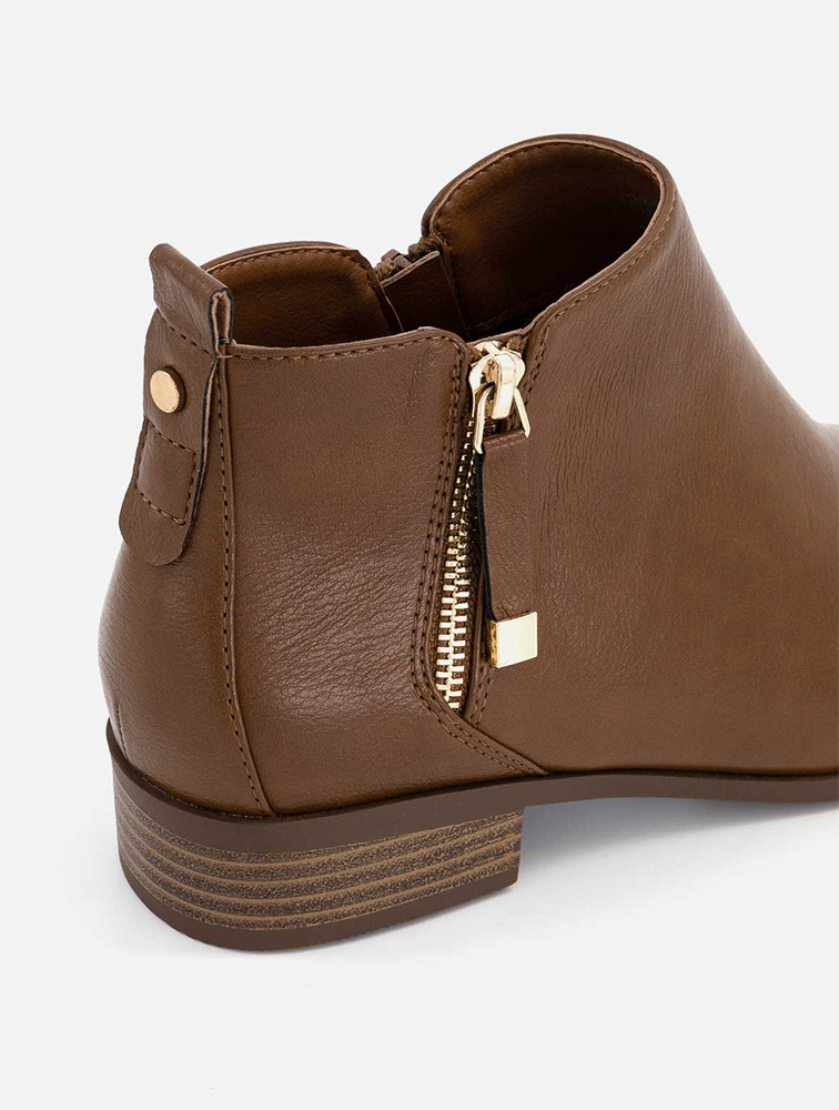 MyRunway Shop Woolworths Tan Double Zip Square Toe Ankle Boots for